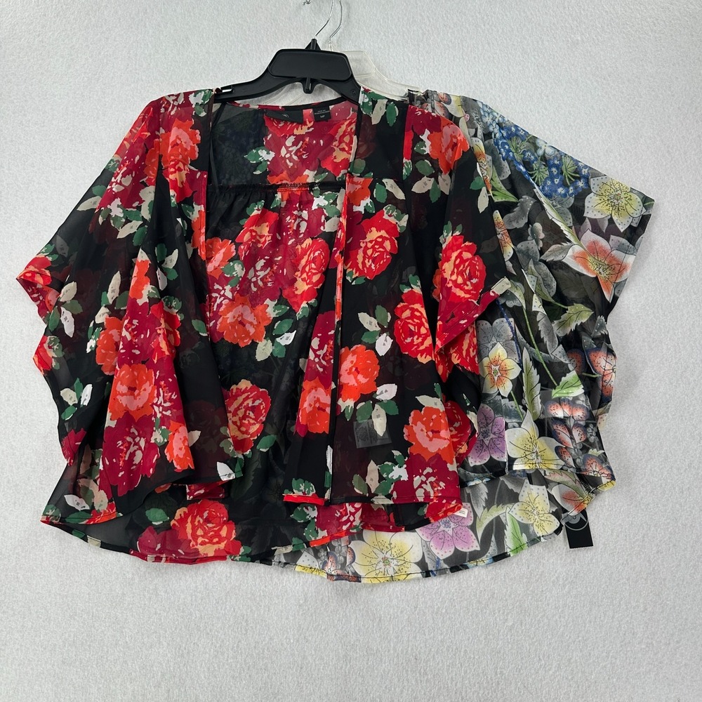 2 APT. 9 Womens‎ Sheer Sleeve Open Floral Kimono Blouse Size MP